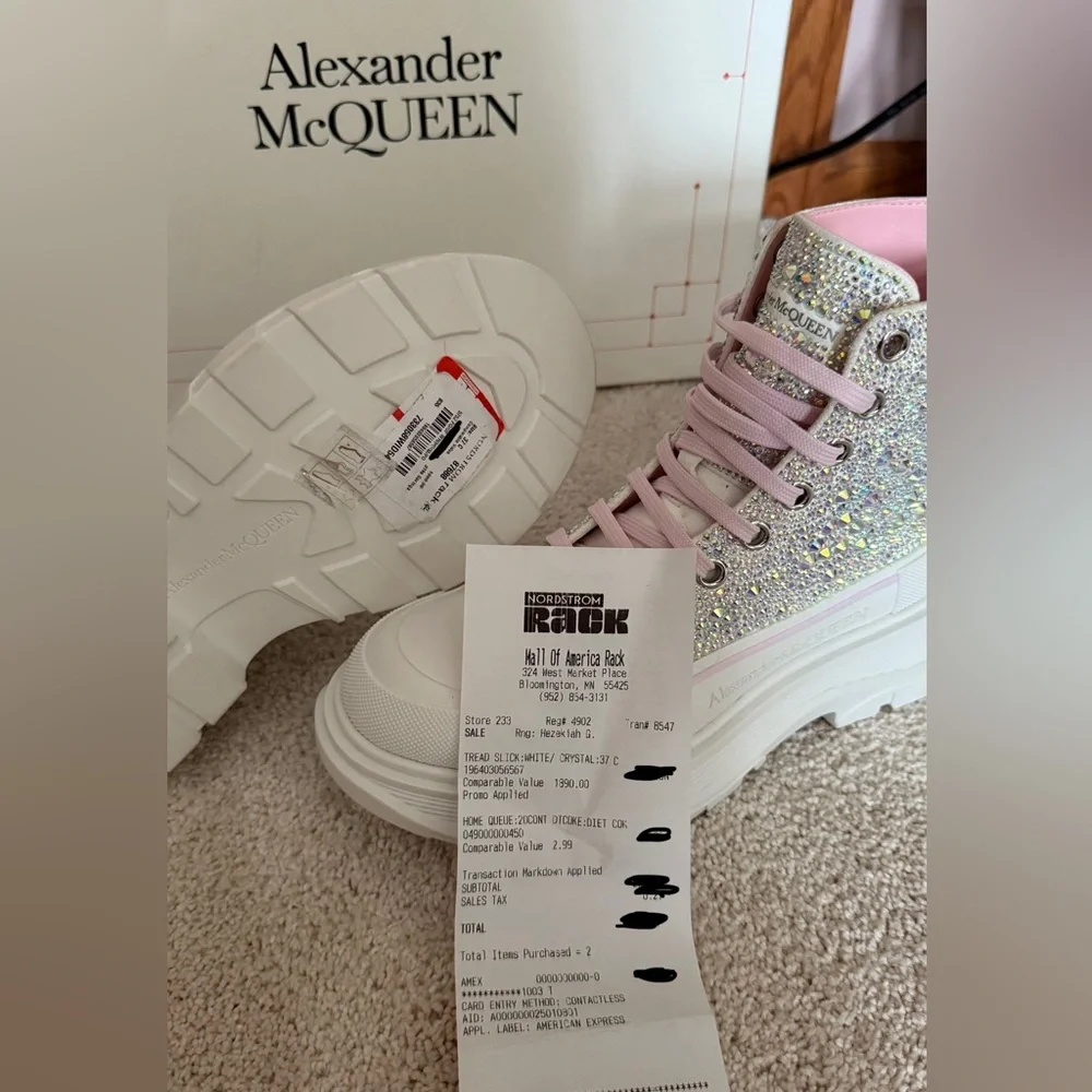 Alexander McQUEEN Tread Slick Crystal Embellished High Top Sneaker